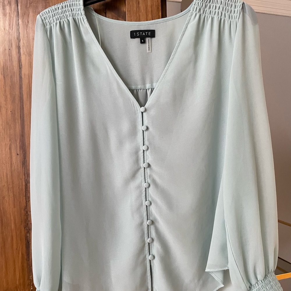 1State long sleeve silk blouse /with liner
